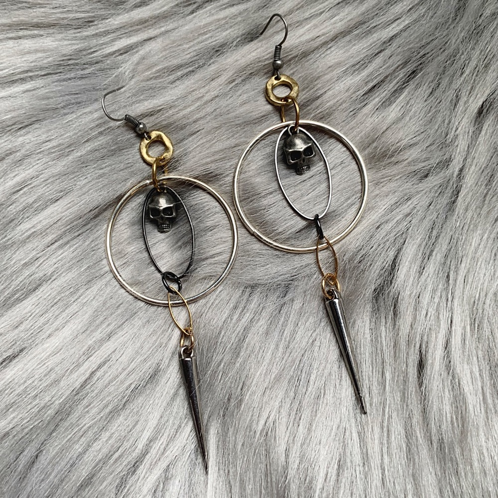 Geometric Skull Earrings Hand Crafted Jewelry